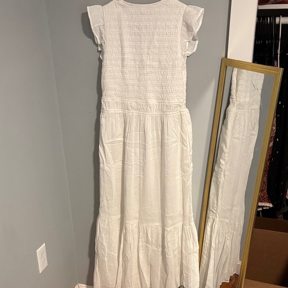 NWT Quince Organic Textured Cotton Smocked V-Neck Midi Dress Cottagecore - Picture 9 of 10